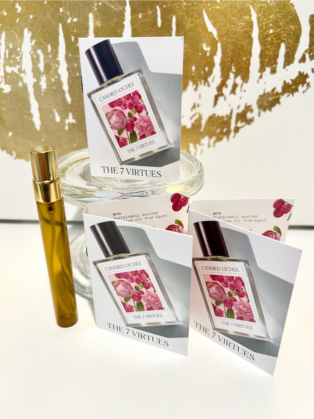 The 7 Virtues Candied Lychee Travel Set – 5.1 mL Total + Amber Glass Bottle